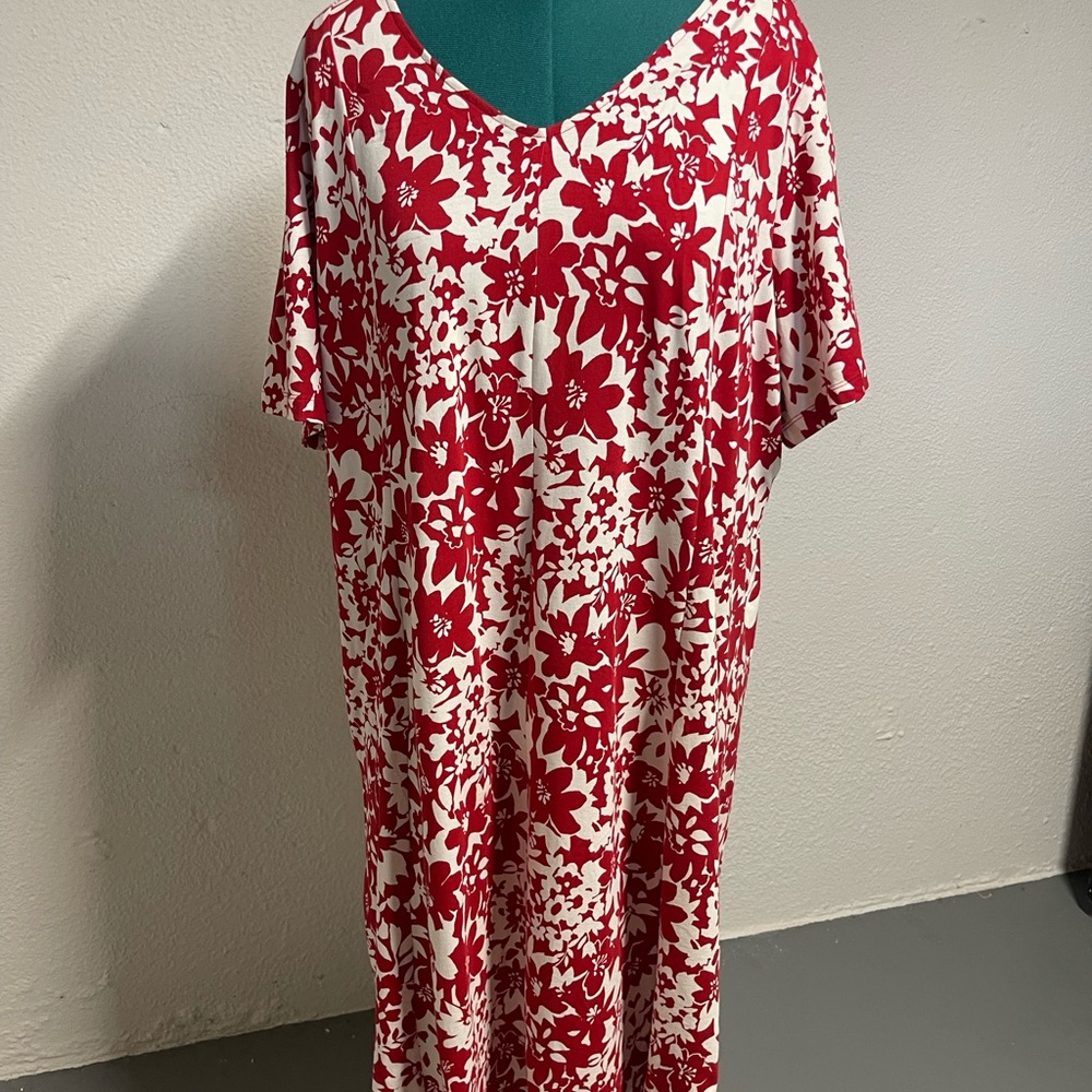 Cute floral print red & white dress!